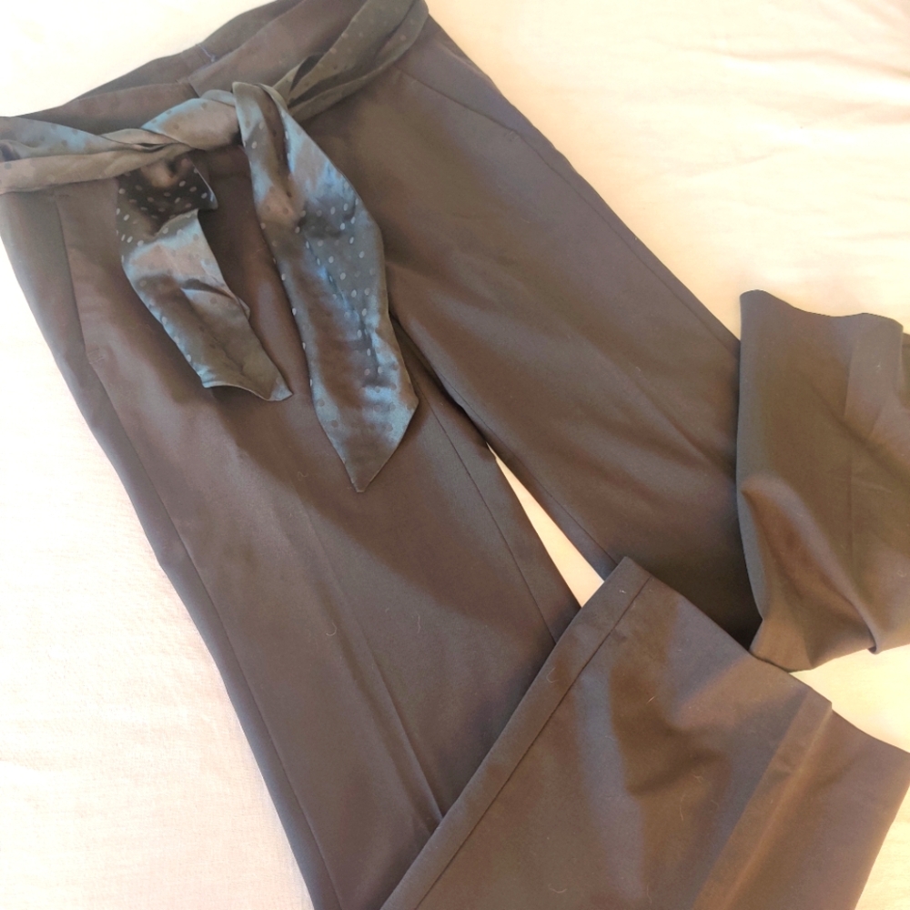 Banana Republic Black Trousers Silk Belt 4